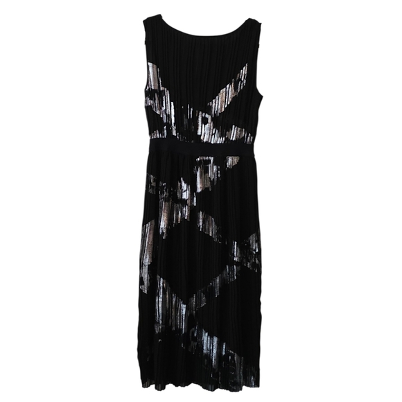 BCBGMAXAZRIA Black & Silver Zariah Pleated Cocktail Dress Size XXS - Picture 3 of 9